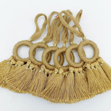 Set of 2 Brown Hoop Tassels, Indian Tassels, Boho Chic Tassels
